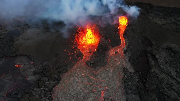 Fagradalsfjall volcano erupting in Iceland