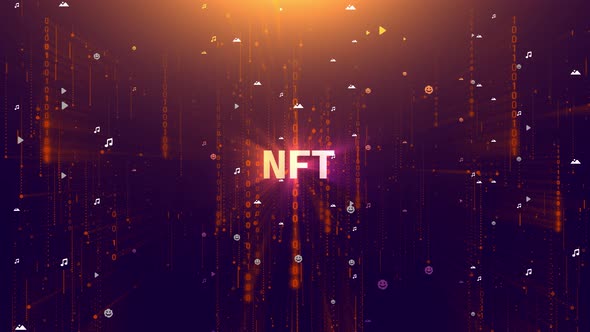NFT Cryptocurrency Matrix Tower Animation with Icons
