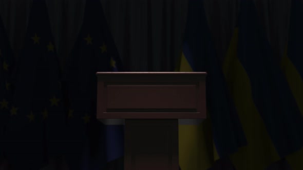 Flags of Ukraine and the European Union