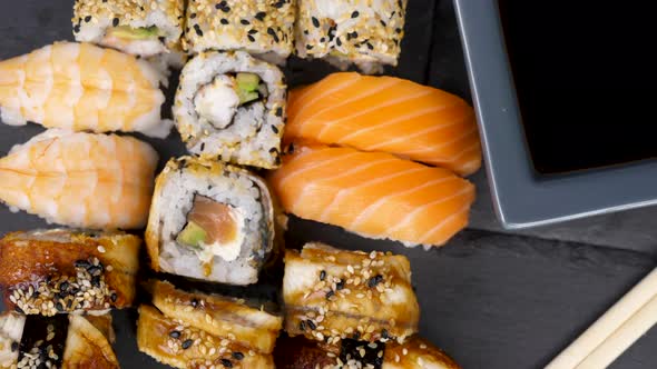 Variety Mix of Healthy and Delicious Sushi Rolls