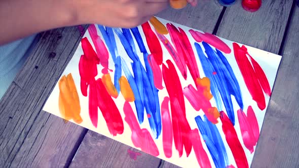 Painting Finger Paints Gouache Abstract Pattern Closeup