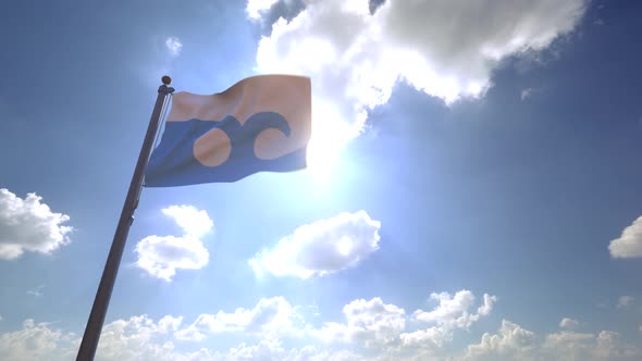 Ocean City Flag (Maryland) on a Flagpole V4 - 4K