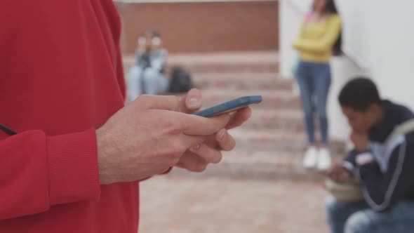 Students on their phones in high school 