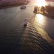 Drone View of the Boats Sailing at the Entrance to the Port at Sunset in Athens - VideoHive Item for Sale