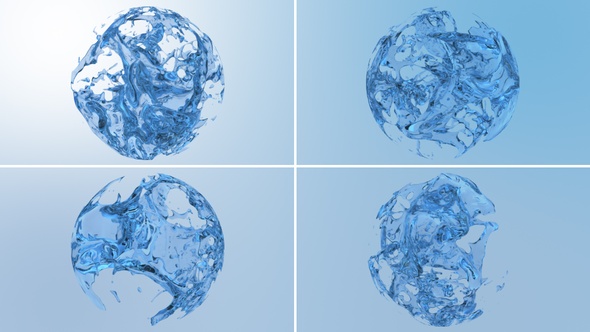Crystal Clear Sphere Blue Water Splash