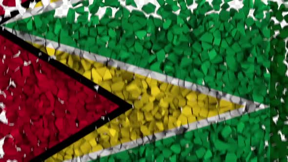 Guyana Flag Breaking Rocks Transition