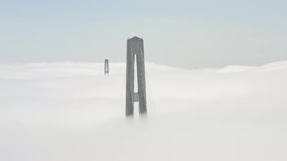 Aerial View of the Top of the Pylons of the Russian Bridge