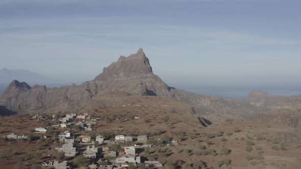 Aerial ungraded view of Brianda mount in Rebeirao Manuel in Santiago island in Cape Verde
