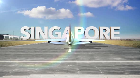 Commercial Airplane Landing Capitals And Cities Singapore
