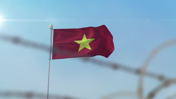 Vietnam Flag Behind Border alt
