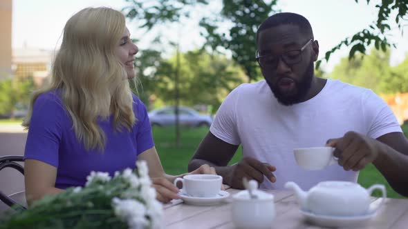 Pair of Lovers Tasting New Sort of Chinese Tea, Talking About Relationships