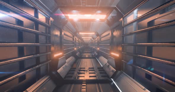 Tunnel with yellow lights moving in a seamless loop