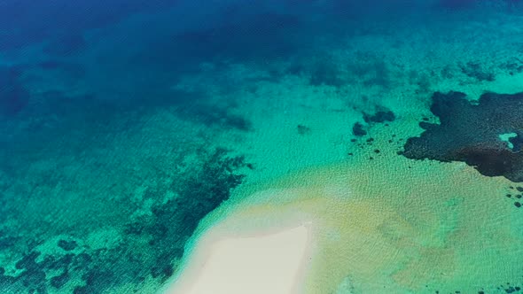 Drone Flying Over Blue Lagoon Agios Pavlos Greece