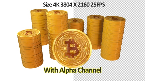 Bitcoin Coins 360 Rotating Looping Background