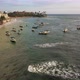 Colorful Boats on Sea Waves Near Sand Coastline of Town - VideoHive Item for Sale
