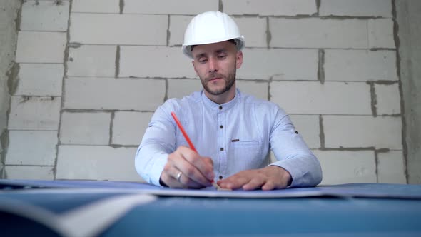 Engineer Sketching A Construction. Building bussiness