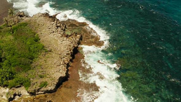 Ocean with Waves Crashing on the Shore