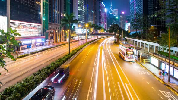 Traffic in Hong Kong at night