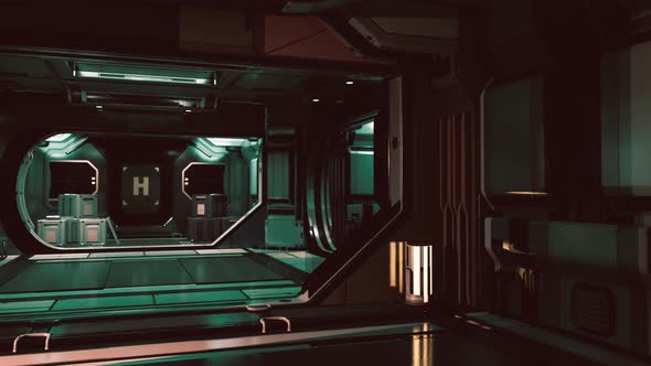 Realistic Futuristic Scifi Spaceship Corridor alt