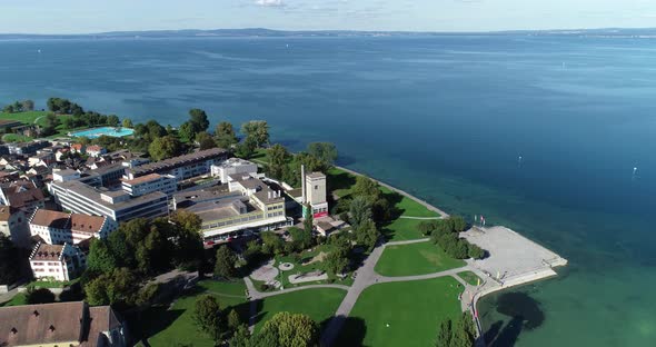 Aerial view of Arbon, a small town along Lake Constance, Switzerland.