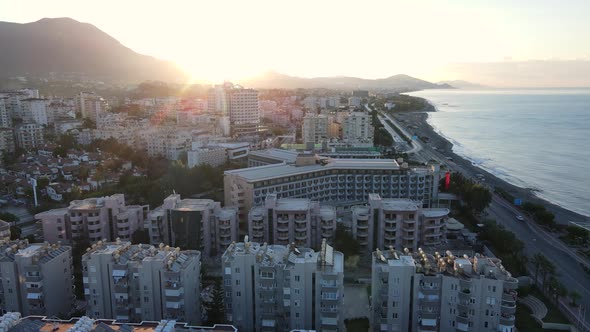 Aerial View Alanya Turkey  Resort Town Seashore