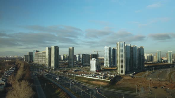 Construction site. Construction of modern multi-storey buildings.