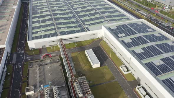 Solar power station on factory rooftop