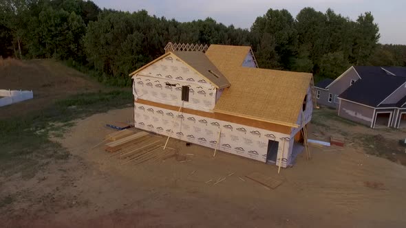 drone shots of new home construction