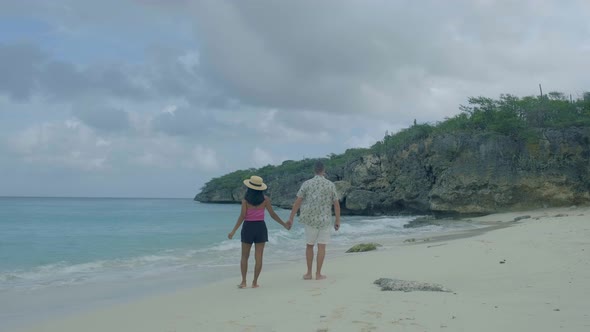 View of the White Beach Grote Knip Curacao Netherlands with a Blue Ocean Curacao Caribbean Island