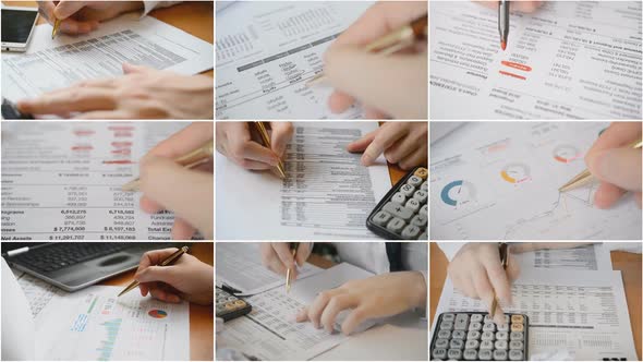 Businessman Checking Financial Report and Charts in the Office