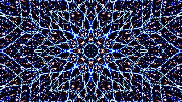 Bright abstract light governing blue color, kaleidoscope