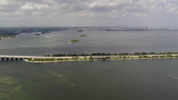 Aerial Footage Of The Julia Tuttle Causeway Bridge Miami Florida Interstate 195