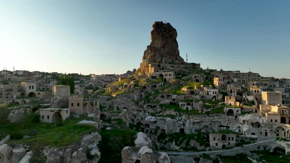 Awesome aerial view of Ortahisar 4 K Turkey Cappadocia