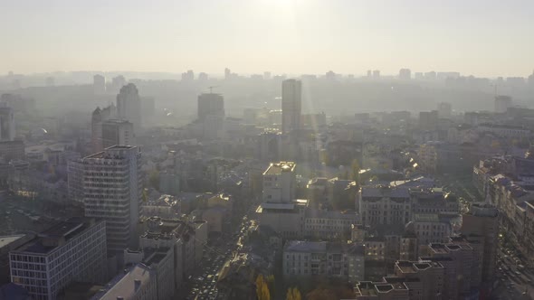 Panoramic Cityscape with High-rise Buildings in Kyiv in Ukraine