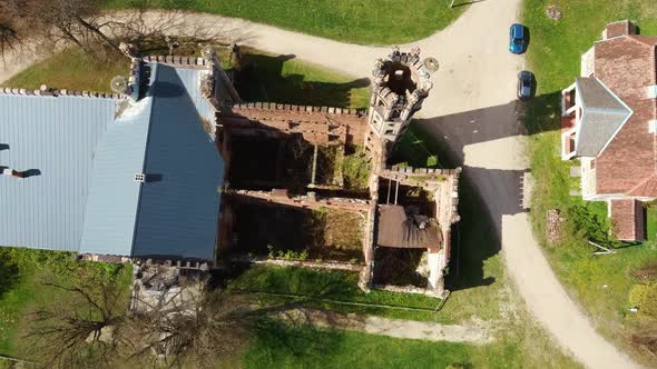 Destroyed Odzienas Castle in Latvia, Detail of the Ancient Castle. Concept of Travel 4K Video