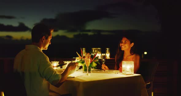 Couple Enjoying Romantic Dinner