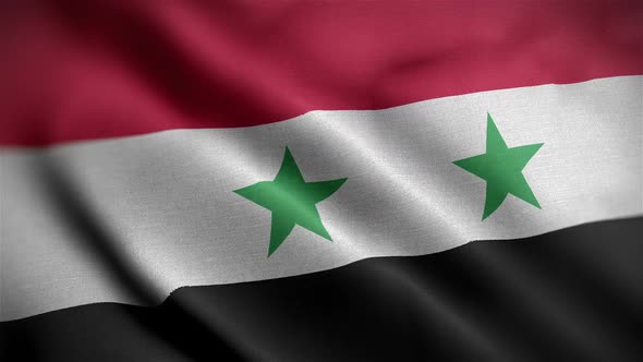 Syria Flag Closeup Blowing In Wind