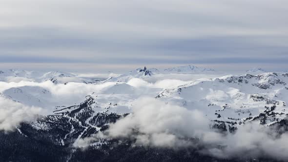 Beautiful Time Lapse View of Whistler Mountain and Canadian Nature Landscape