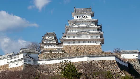 Himeji Palace Complex on Hill Top on Day Timelapse
