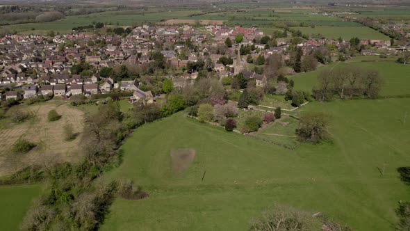 Mickleton Village Church Of St Lawrence Aerial Spring Landscape Gloucestershire Colour Graded