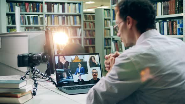 Teacher Is Talking To Students During the Internet Lesson