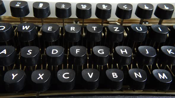 Vintage typewriter keys closeup.