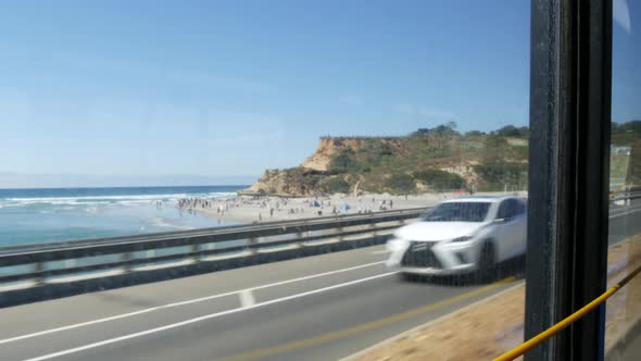 Bus Window Pacific Coast Highway Freeway 101 California USA