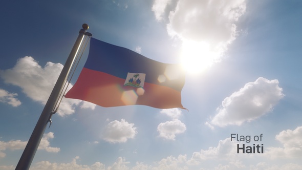 Haiti Flag on a Flagpole V2