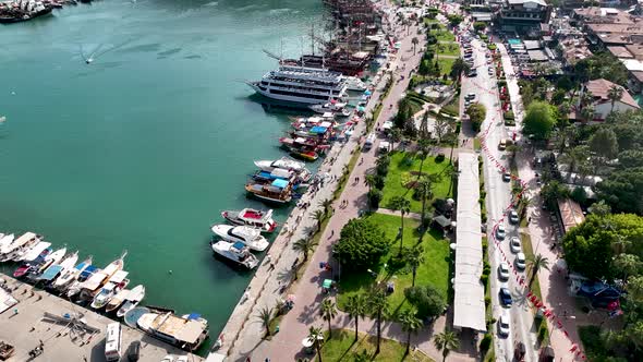 Pirate Harbor aerial view Turkey Alanya 4 K