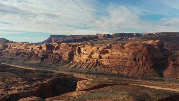 Panorama View of Corona Arch near Moab. Sandstone rock formations in the Arches National Park near M