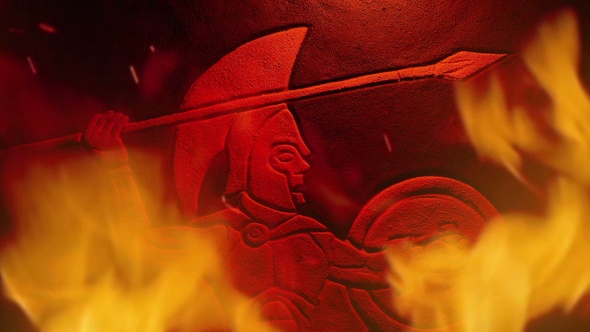 Spartan Greek Warrior Art In Fire