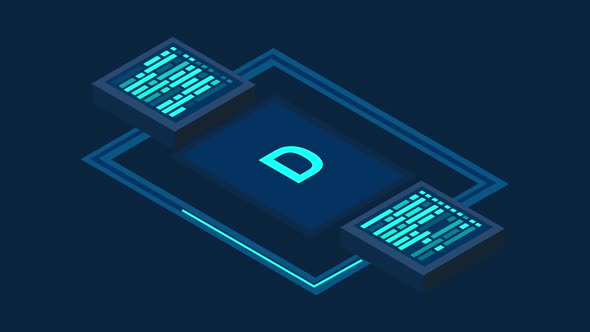 Doge Coin Cryptocurrency Block Chain Isometric Animation