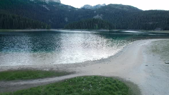 Aerial View Black Lake in Montenegro Mountain Crno Jezero in Durmitor Park