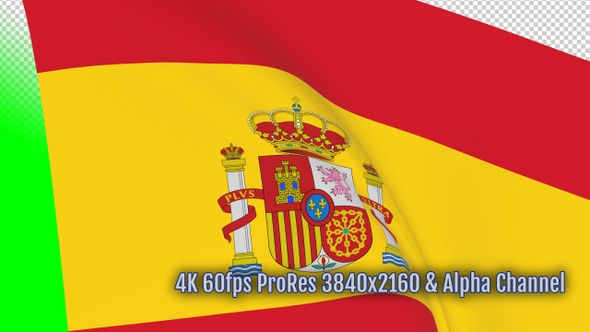 Spain waving flag transition with alpha channel